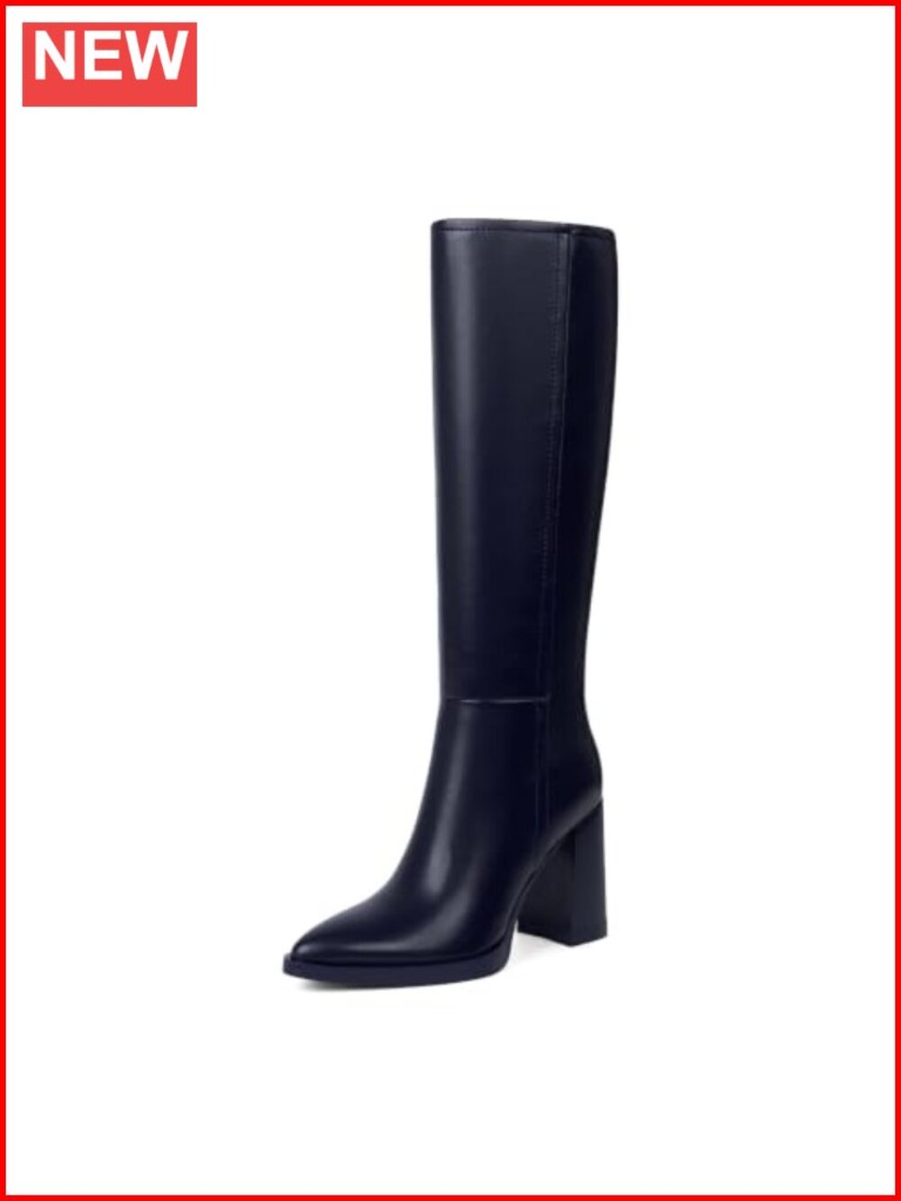 Knee High Boots Women Pointed Toe Chunky Heel Platform Tall Boots